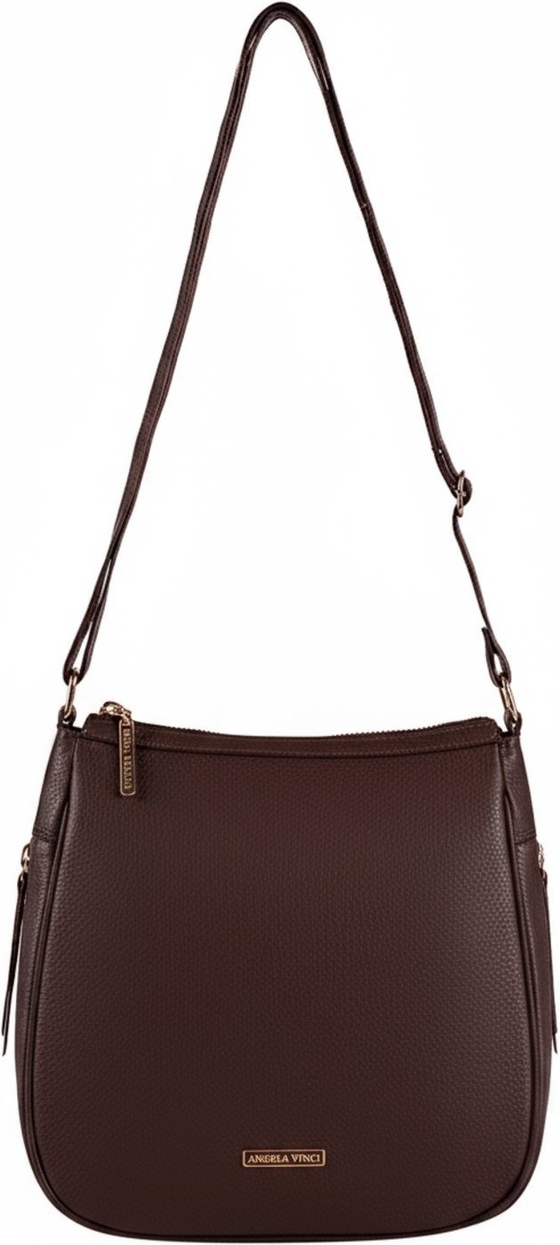 Imagem principal Bolsa tiracolo de couro liso Camila - Café Andrea Vinci caramelo Andrea Vinci caramelo