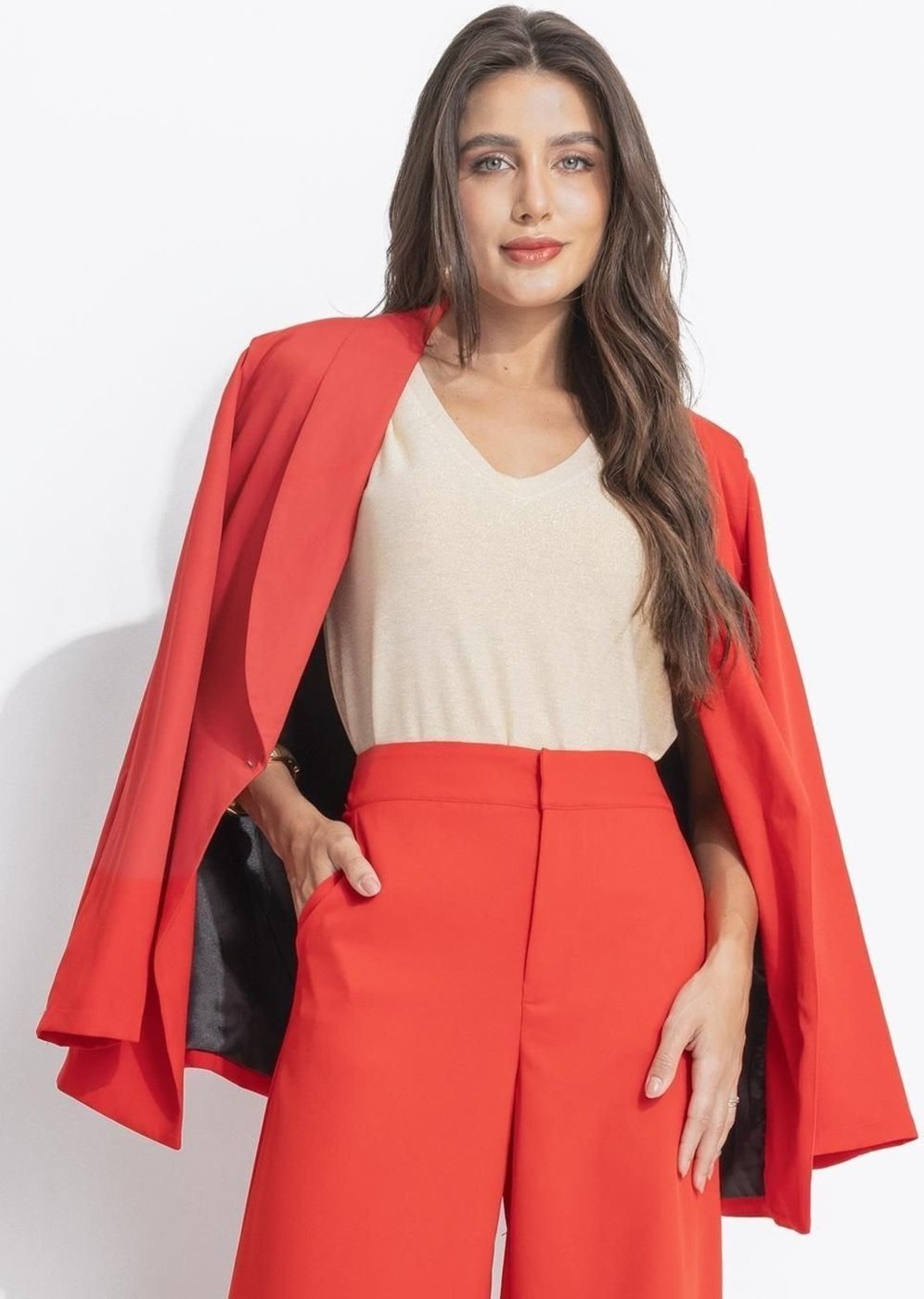 Blazer Em Crepe Plano