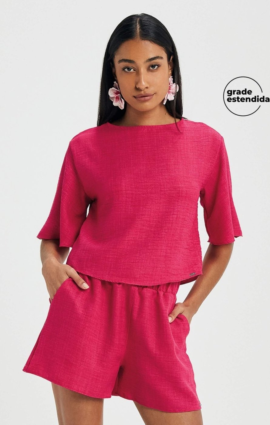 Imagem principal Conjunto Feminino Monocromático Textura Marialícia rosa Marialícia rosa