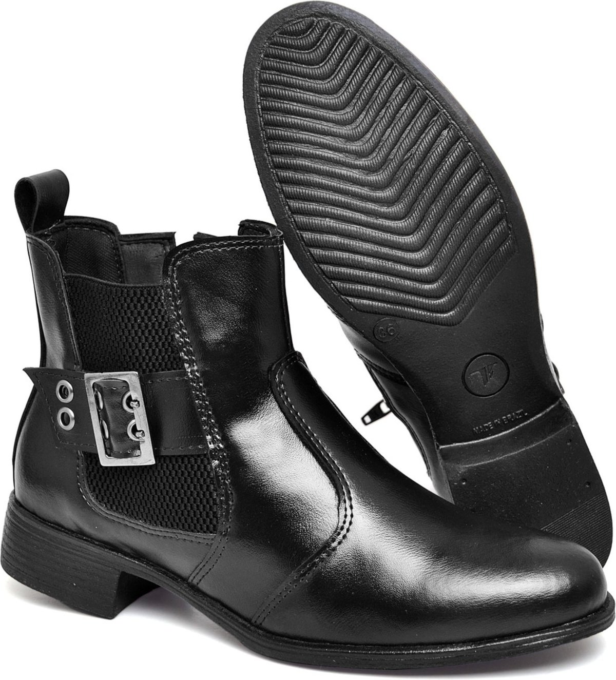 Imagem principal Bota Feminina Cano Médio Casual Polo Blu Detalhes em Fivela Preta em Sintético do ao 40 preto blu Polo Blu preto blu