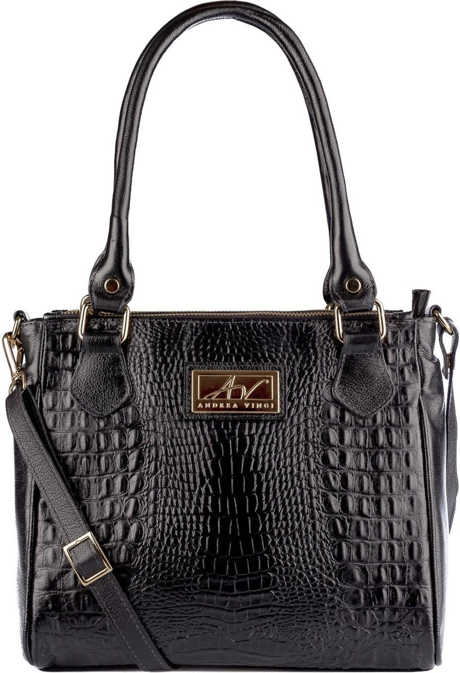 Imagem principal Bolsa de couro com divisórias croco Tiffy Andrea Vinci preto Andrea Vinci preto