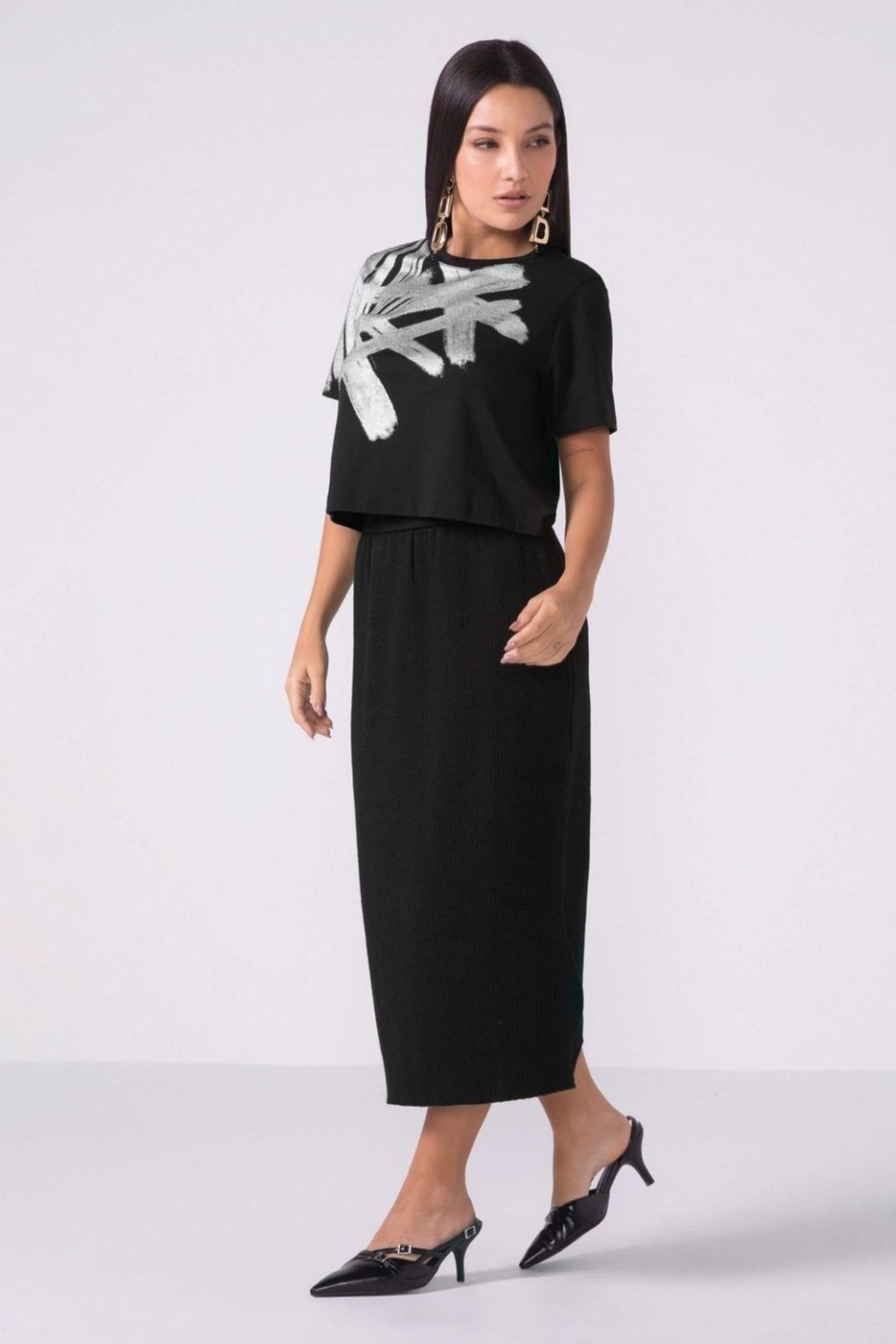 Saia Midi Feminina Tricot Marialícia