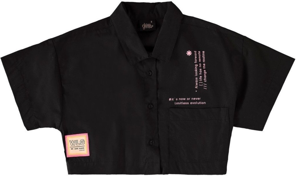 Infantil - Camisa Cropped Juvenil em Tricoline Gloss