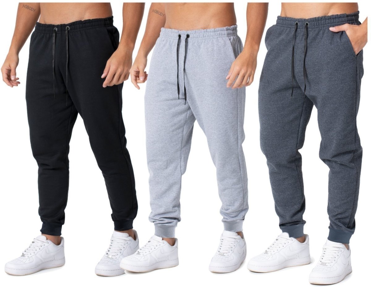 Kit 3 Calças de Moletom Grosso e Flanelado Debex Jogger Inverno Frio Treino Academia