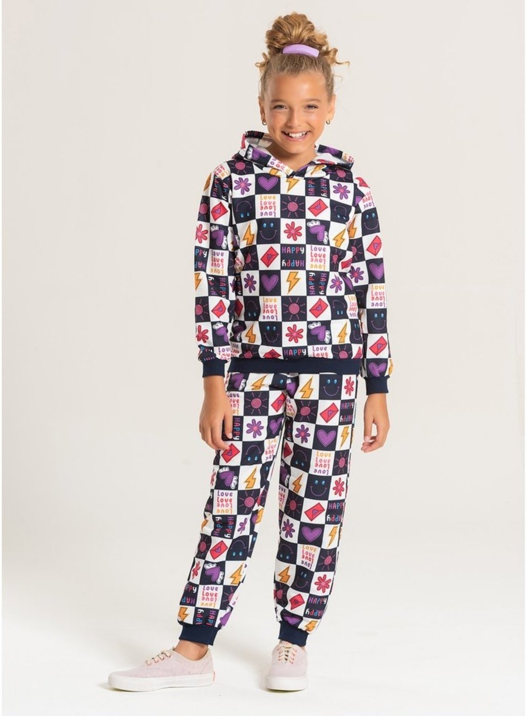 Imagem principal Infantil - Conjunto Inverno Menina Marinho Blusão com Capuz e Calça em Moletom Quadrinhos Mágicos Molekada azul Molekada azul