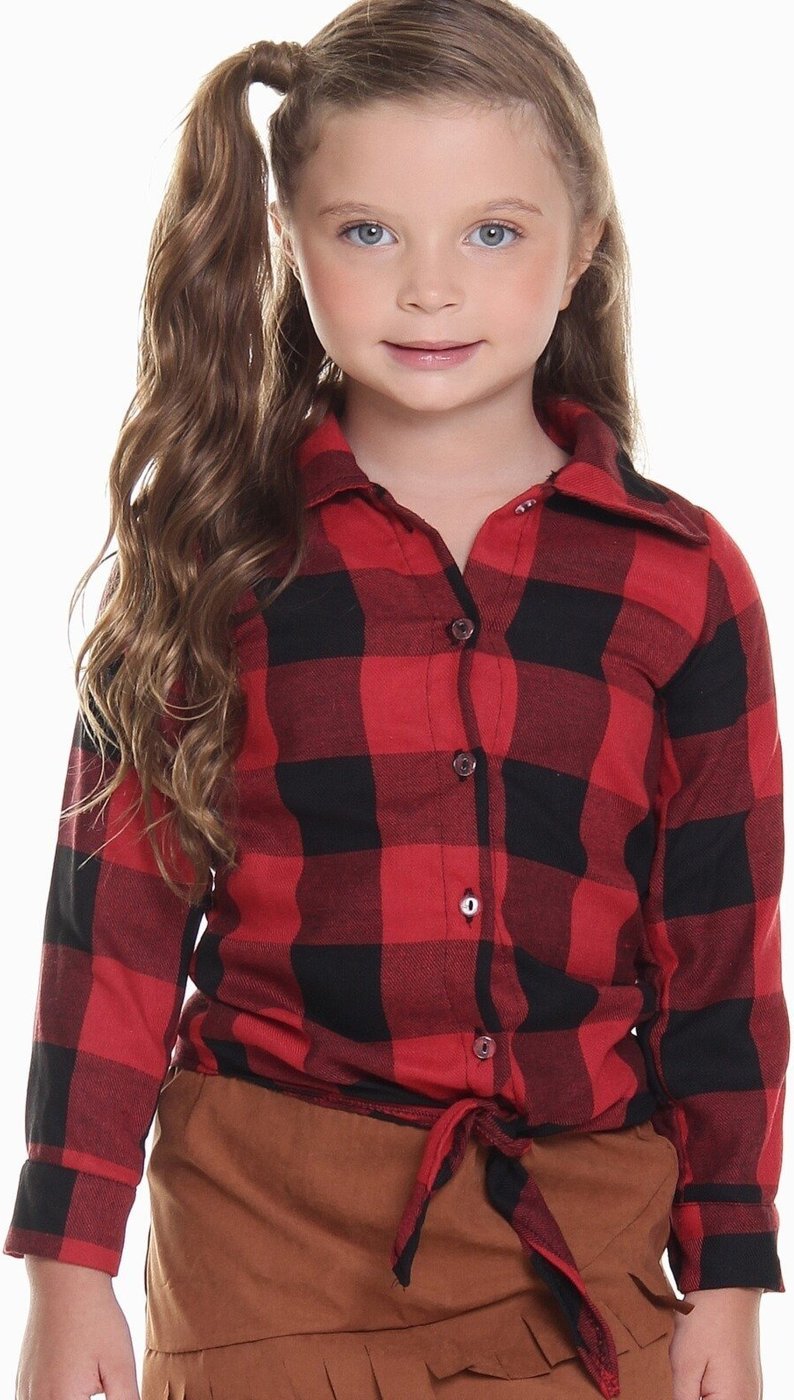 Imagem principal Infantil - Camisa junina feminina de flanela Muvilê 10 vermelho Infanti vermelho