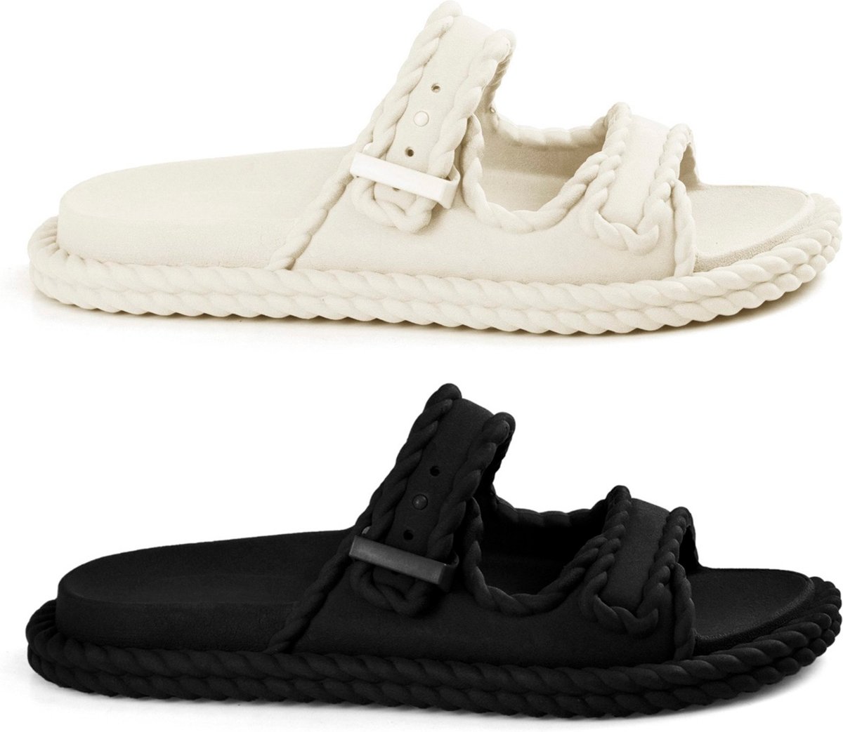 Kit 2 Sandália Papete Slide Anatômica Leve Macia Confortável Tira Ajustável Trançada Resistente