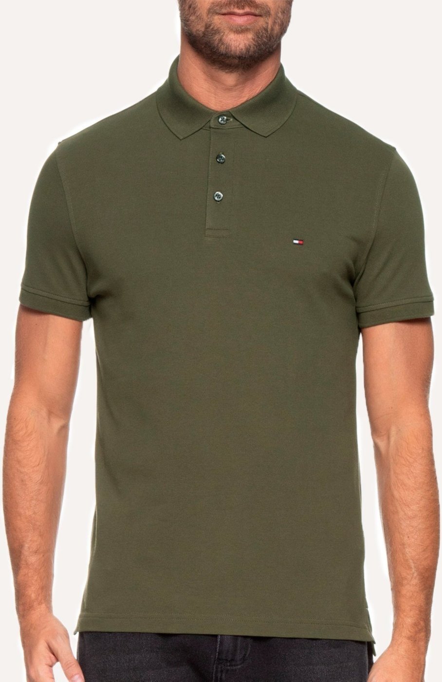 Imagem principal Polo Tommy Hilfiger Masculina Slim Piquet 1985 verde militar Tommy Hilfiger verde militar