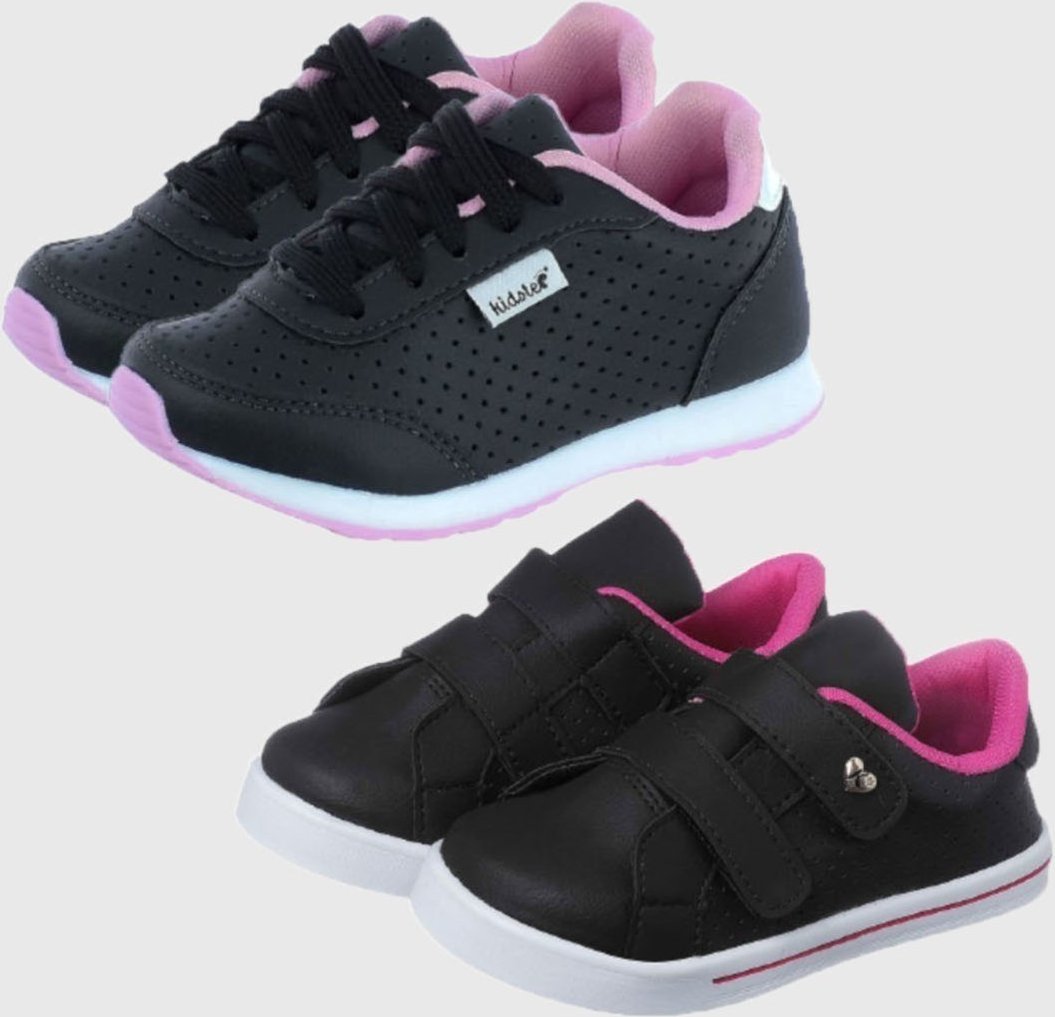 Infantil - Kit 2 Pares de Tênis Feminino Escolar Jogging e Casual tep