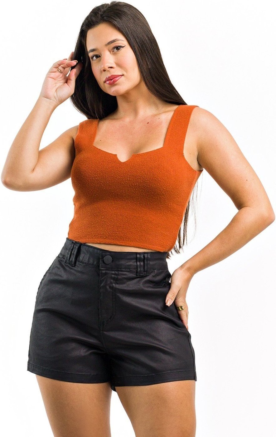 Short Restrito Jeans Resinado Com Elastano