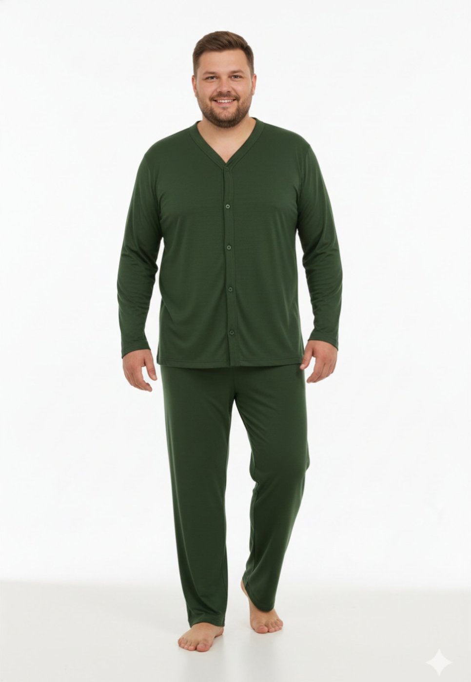 Imagem principal Pijama Americano Masculino Aberto Plus Size Adulto Inverno Comprido Frio Malha Fria Manga Longa G1 G2 G3 G4 50 52 54 Conforto Botão Abotoado Homen Mechler verde/verde militar/verde oliva verde Mechler verde/verde militar/verde oliva verde