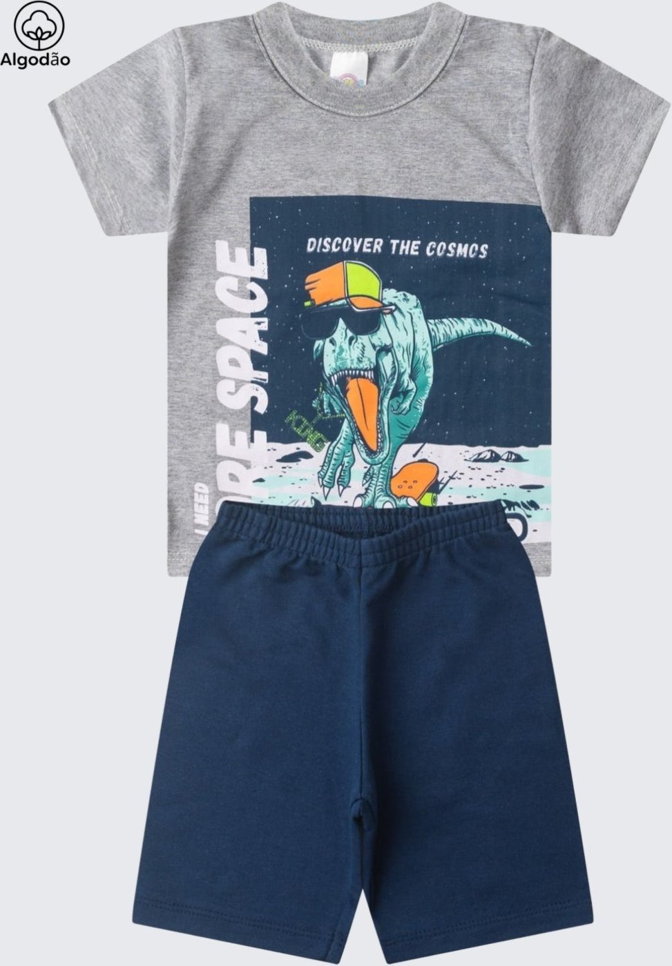 Imagem principal Infantil - Conjunto Masculino Meia Malha/Moletinho Dino Space ROSA AZUL KIDS cinza ROSA AZUL KIDS cinza