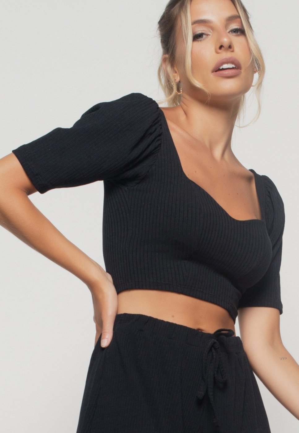 Imagem principal Cropped Salvatore Princesa Decote Coração Malha Canelada Salvatore Fashion branco Salvatore Fashion branco