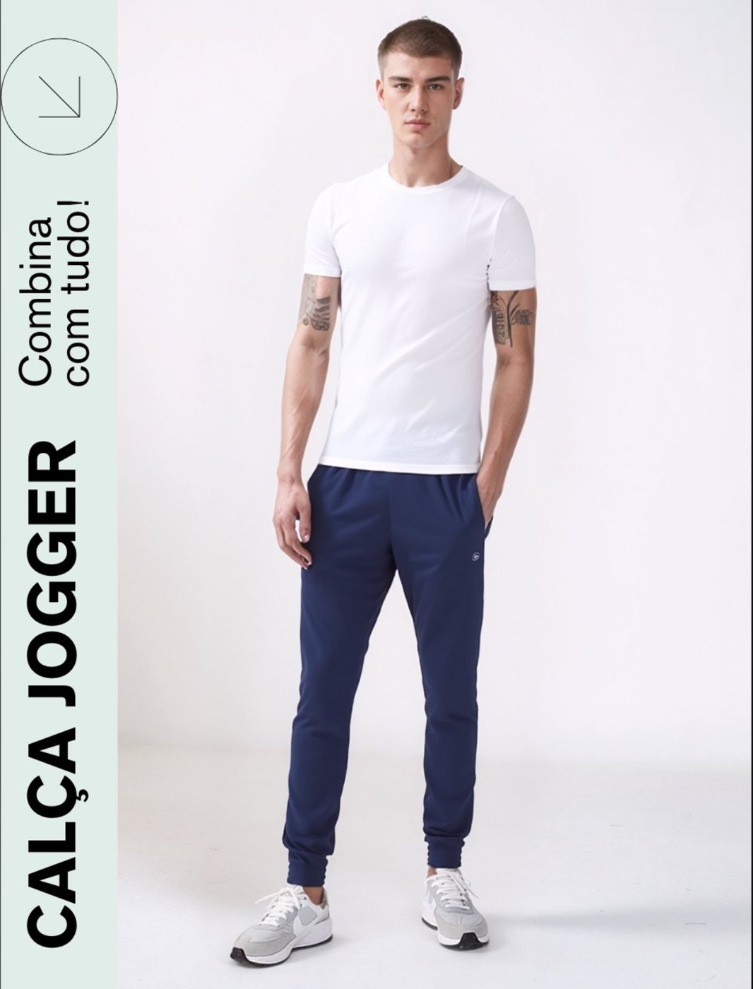 Imagem principal Calça Jogger Masculina KS Slim Tecido Dry Fit Treino Academia Casual azul/azul marinho KS azul/azul marinho