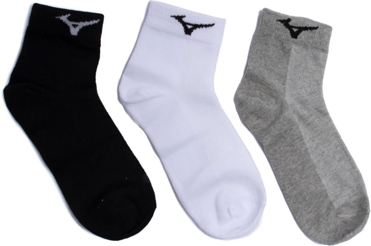 Kit 3 Pares de Meia Esportiva Mizuno Cano Curto Branco/Preto