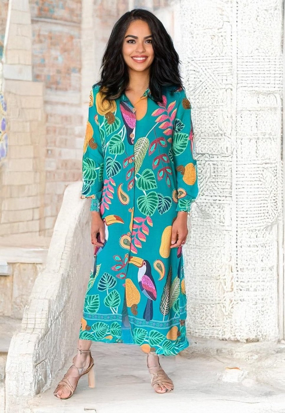 Vestido Cabanafree Chemise Viscose Alegria Tropical