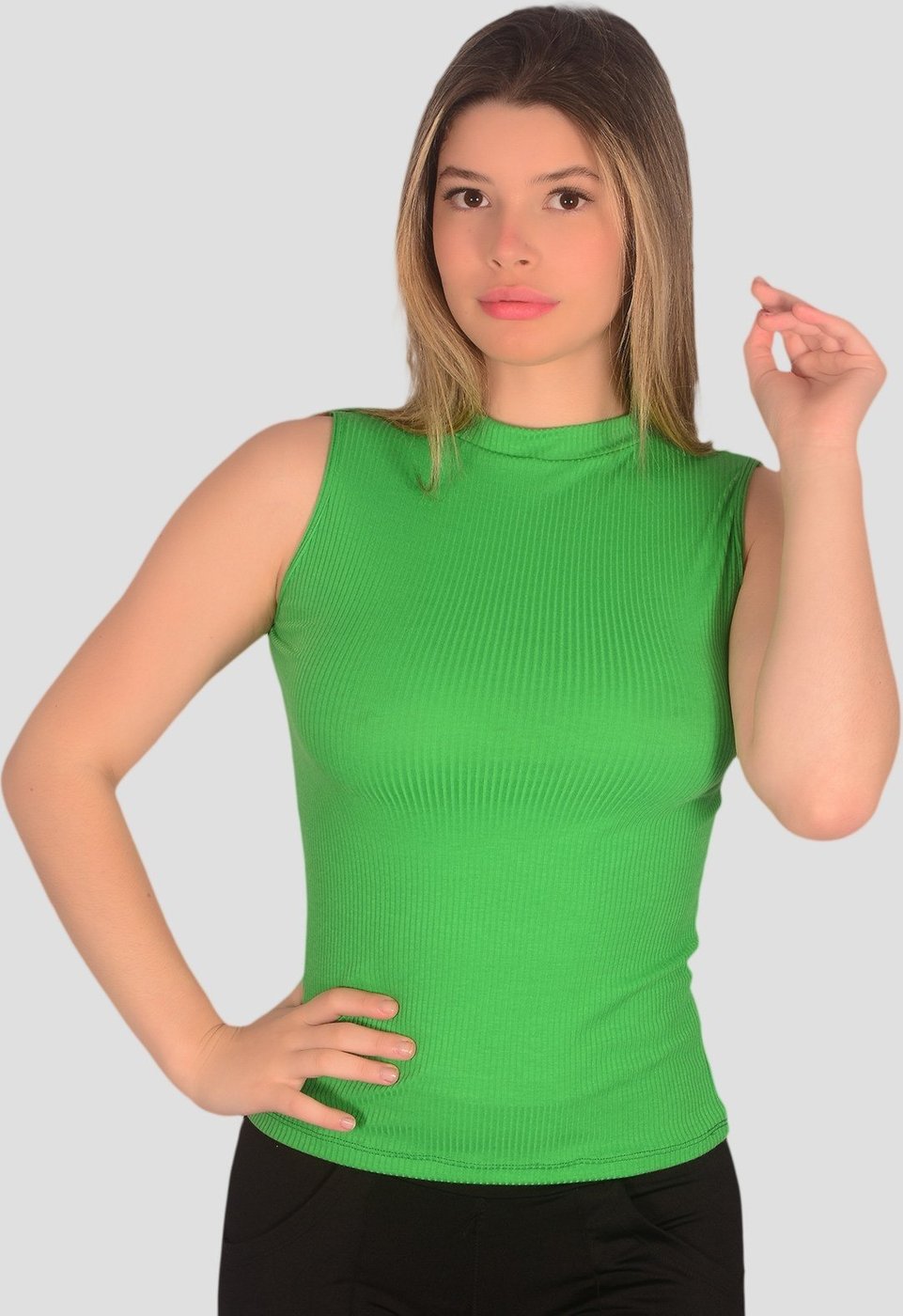 Imagem principal Blusa Canelada Regata Verde Toda Casual preto verde Toda Casual preto verde