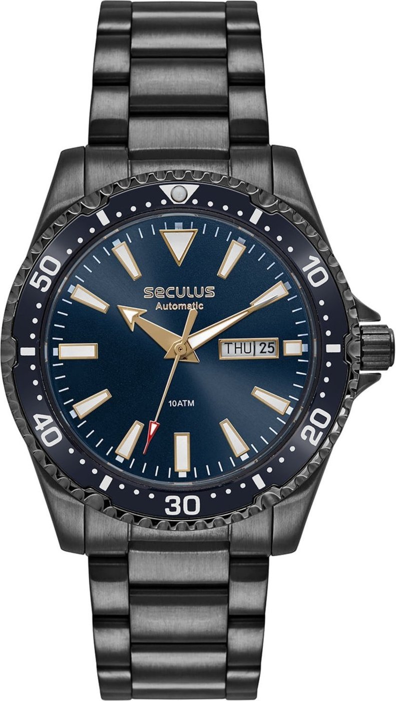 Imagem principal Relógio Masculino Automático Aço Catraca Giratória Seculus preto Seculus preto