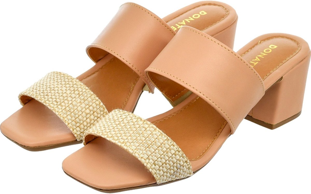 Sandália Feminina Donatella Shoes Bico Quadrado Salto Alto Bloco Juta