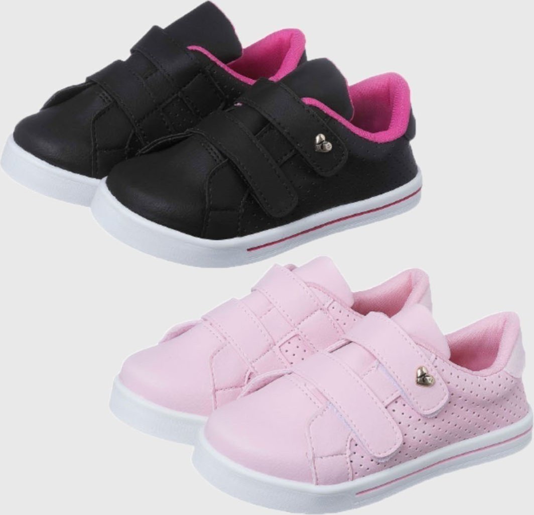 Imagem principal Infantil - Kit 2 Pares de Tênis Escolar Feminino Casual Preto e tep Kidstep rosa Kidstep rosa
