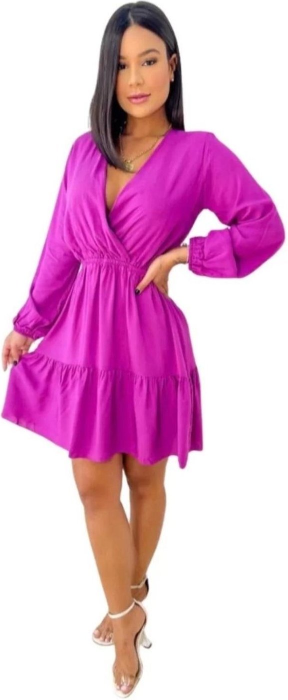 Vestido Curto Transpasse Viscose Fúcsia