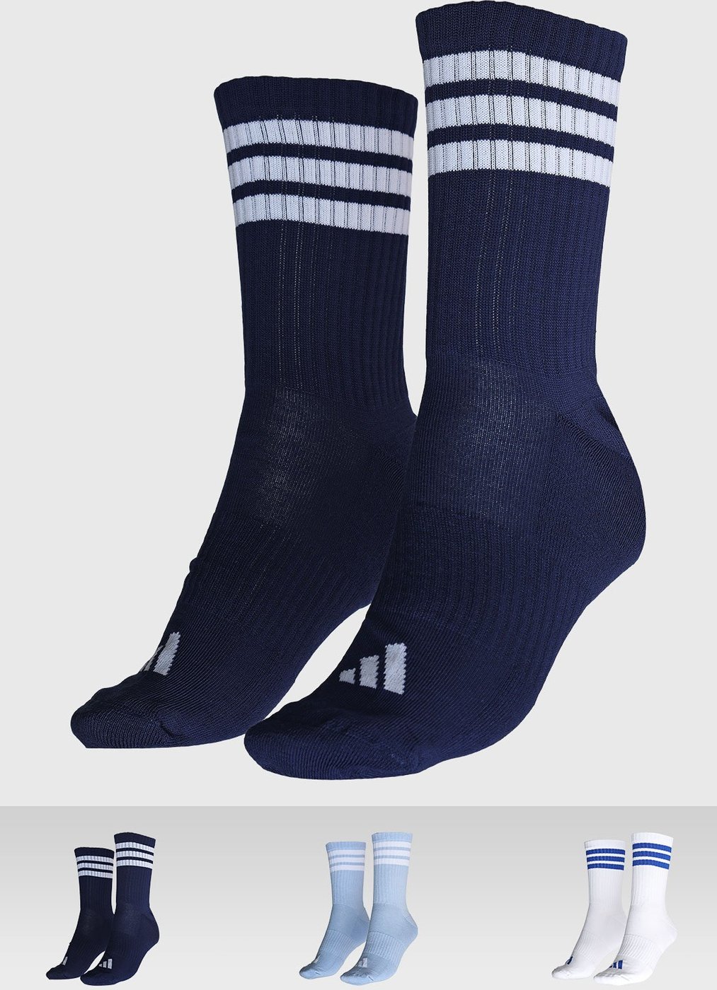 Kit 3 Pares de Meias Feminina adidas Performance 3S ESS Crew Azul-Marinho