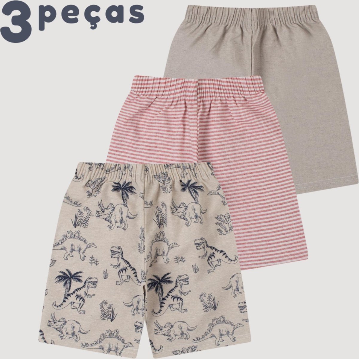 Infantil - Kit 3 Bermudas /Juvenil Menino