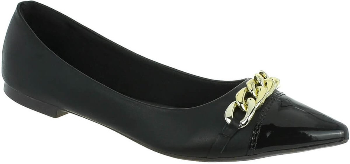 Sapatilha Feminina Bico Fino Flat Corrente Confortável Via Angel 16.06