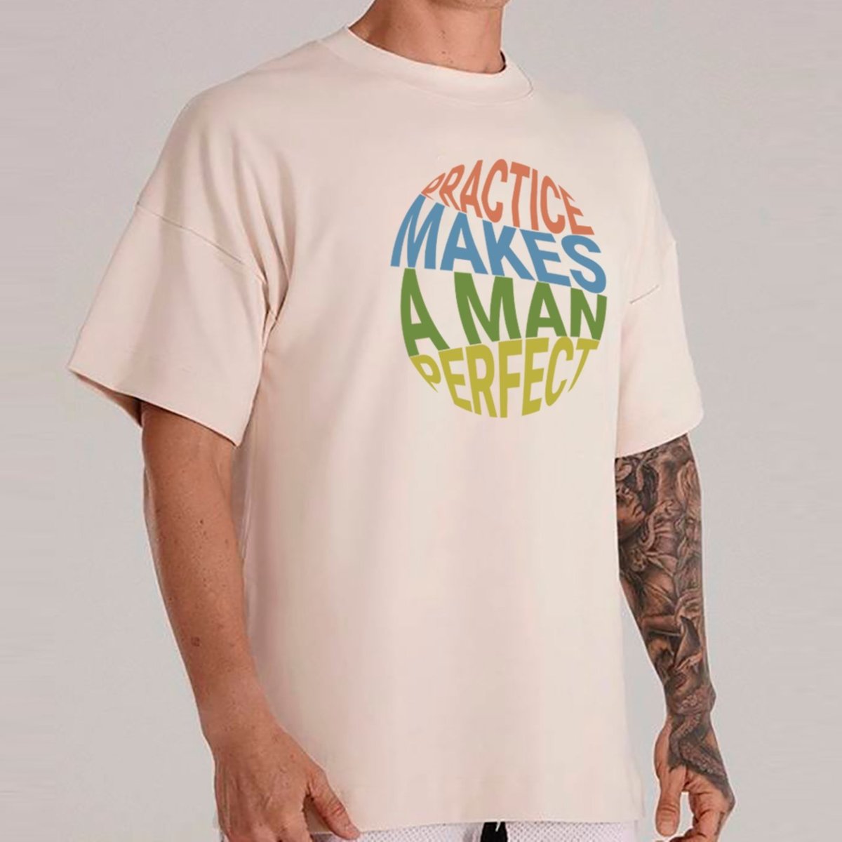 Imagem principal Camiseta Ousy Oversized Practice Makes A Man Perfect Visual Exclusivo Streetwear Unissex Off White off-white white ousy off-white white