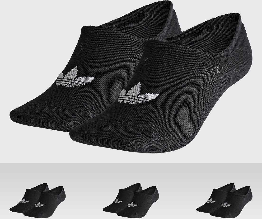 Kit 3pçs Meia adidas Originals Invisível Low Cut Preta