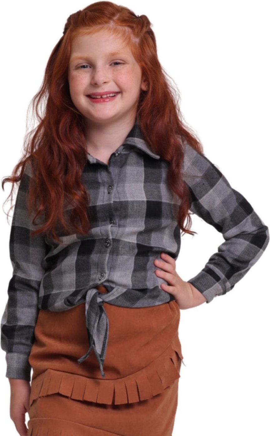 Imagem principal Infantil - Camisa Xadrez Junina Menina Muvilê 4 ao 4 preto Infanti preto