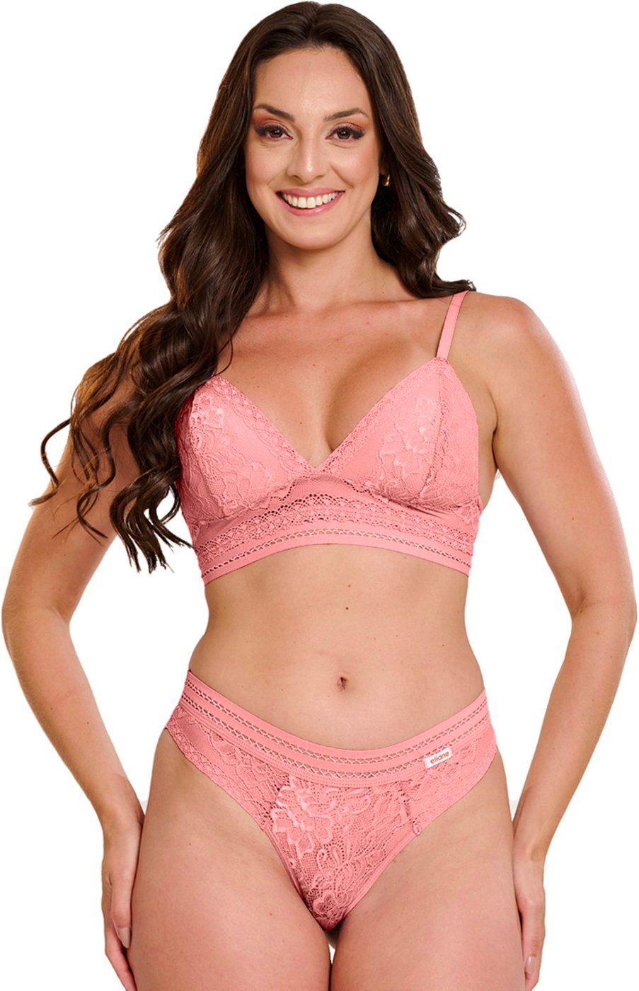 Imagem principal Conjunto Rendado Gabi Lingerie Poliamida Elástico Sutiã Sem Bojo Calcinha Renda rosê Gabi Lingerie rosê