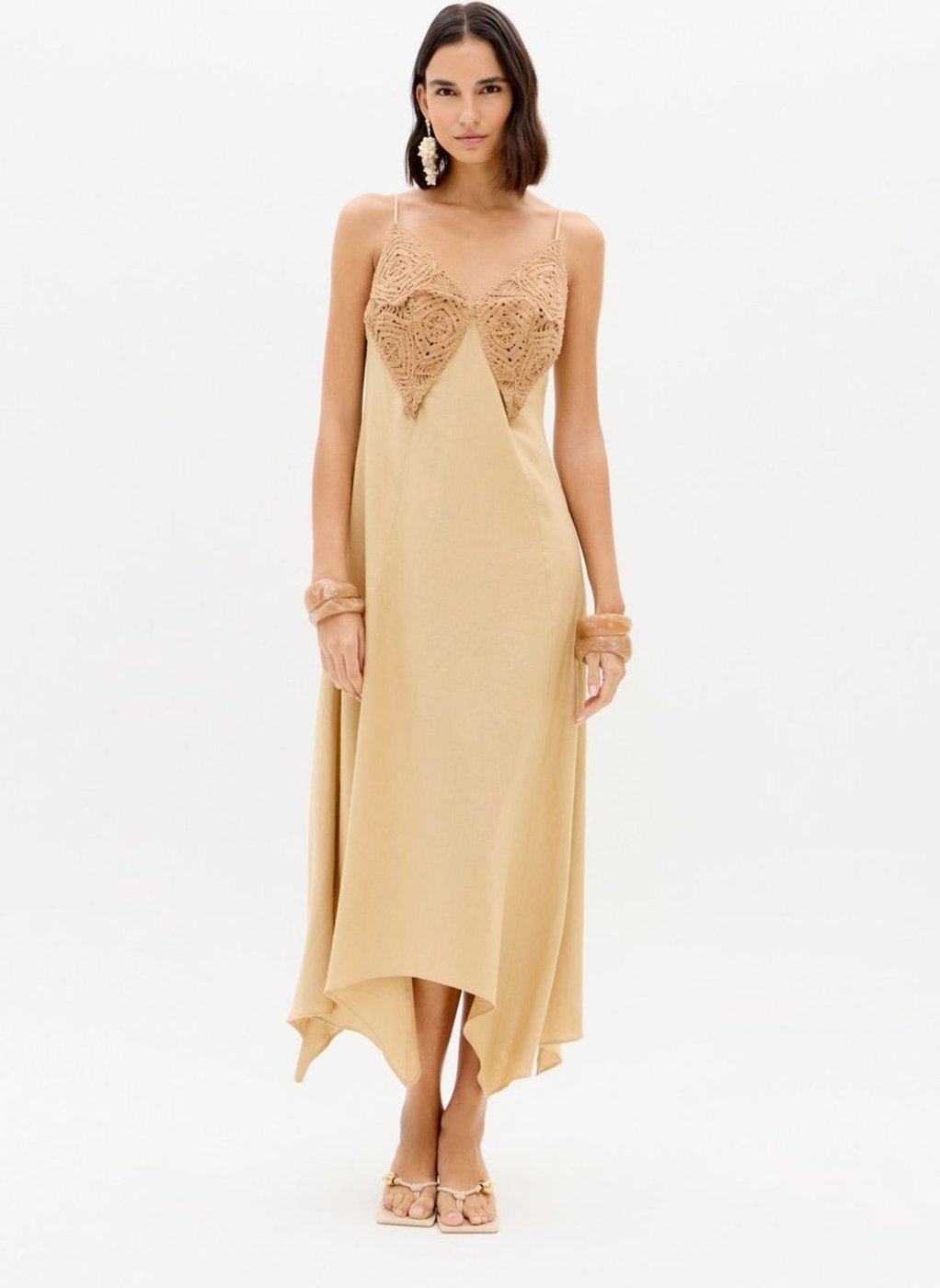 Vestido Super Midi Evasê Com Linho