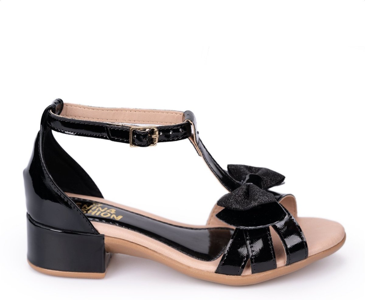 Imagem principal Infantil - Sandália Menina Fashion três Tiras Laço Preta preto Menina Fashion preto