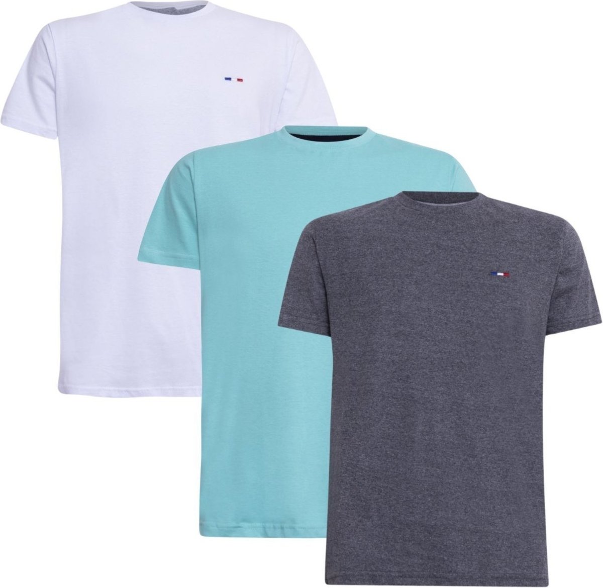 Imagem principal Kit 3 Peças Camisetas FMF Básicas Masculina em Algodão Premium no Estilo Tommy Bordado França Chum branco FMF branco