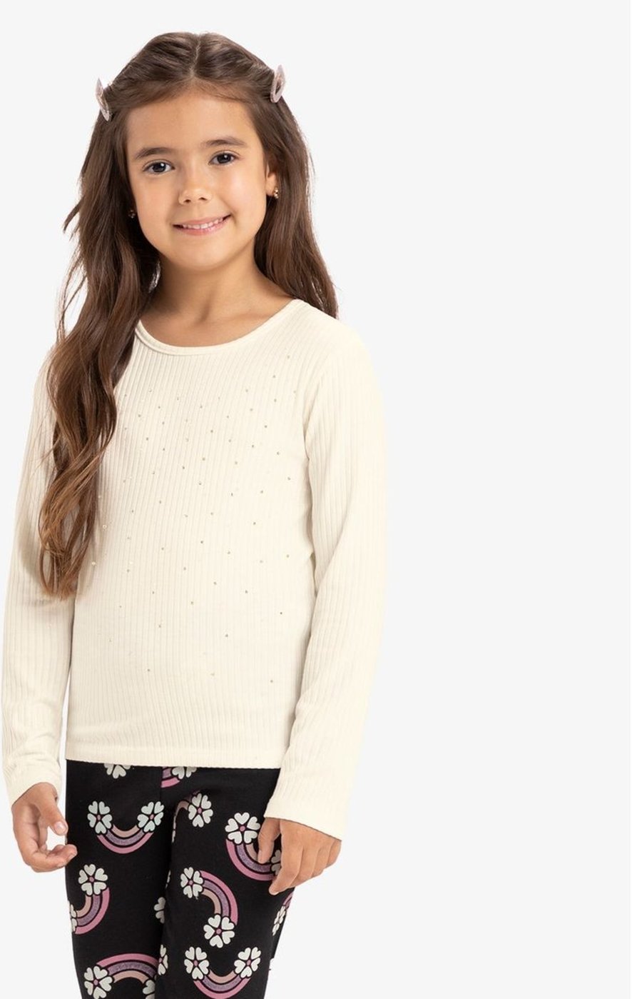 Imagem principal Infantil - Blusa Manga Longa Com Aplicação Strass Rovi Rovitex Kids bege Rovitex Kids bege