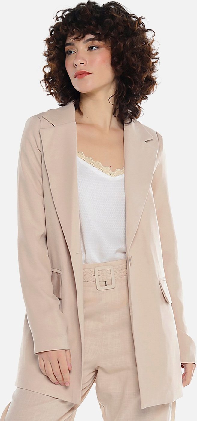 Blazer Feminino Longo Alfaiataria com Bolsos