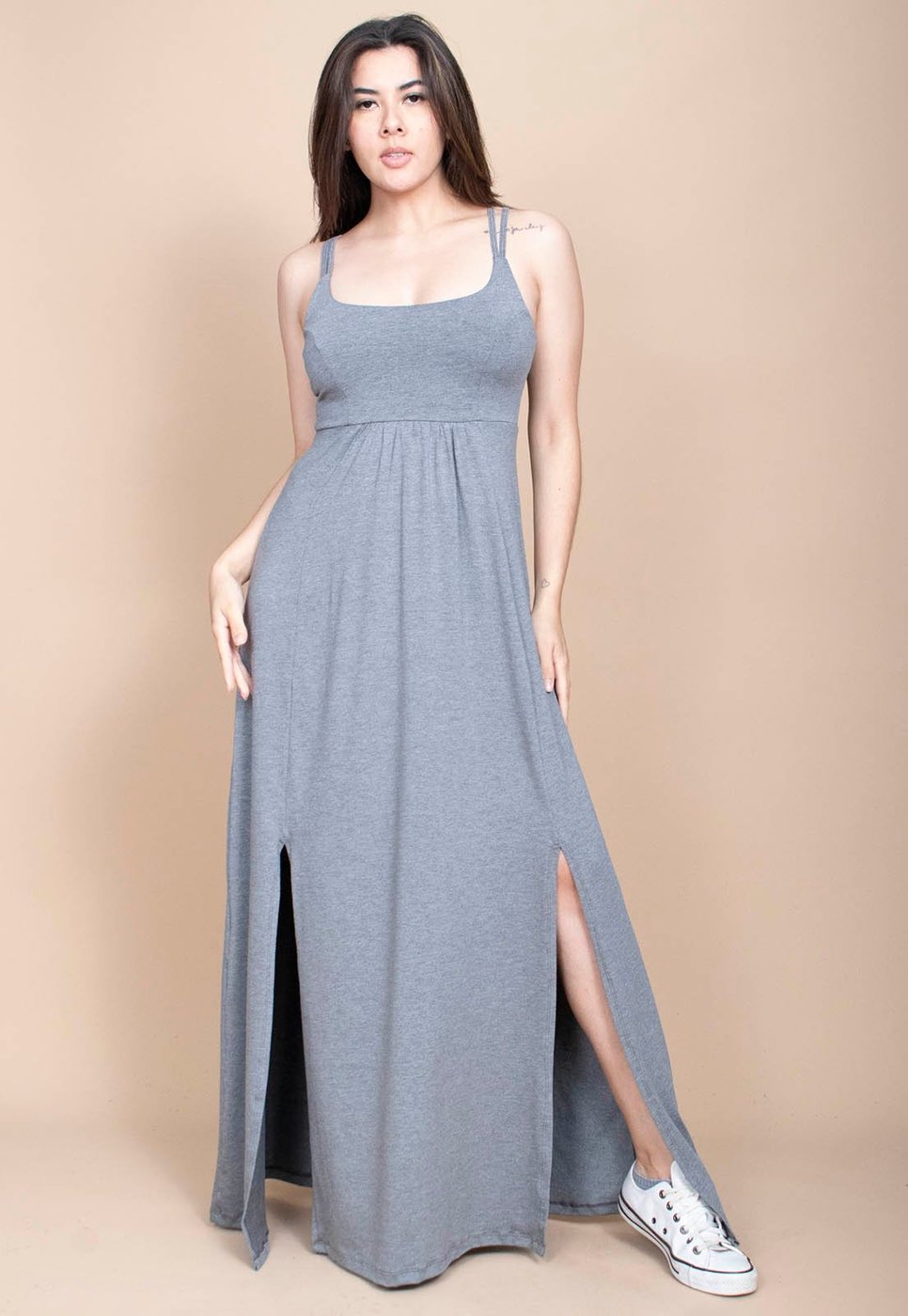 Vestido Cabanafree Longo Malha Mescla