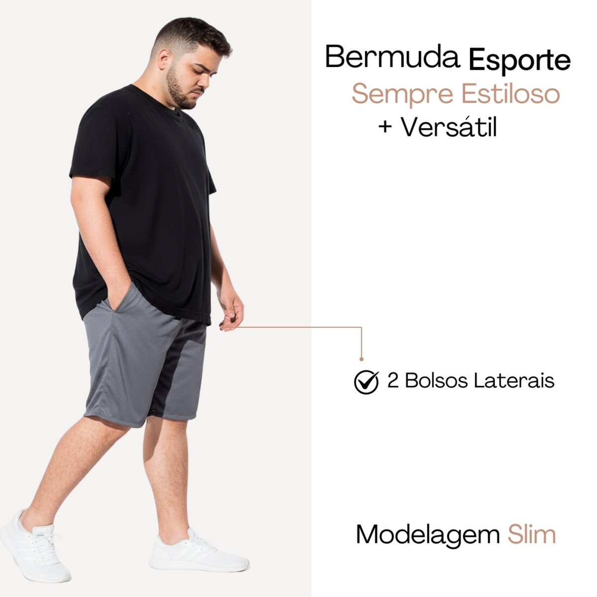 Imagem principal Bermuda Plus Size KS Masculina Esporte Short Treino Academia Tamanho Grande cinza KS cinza