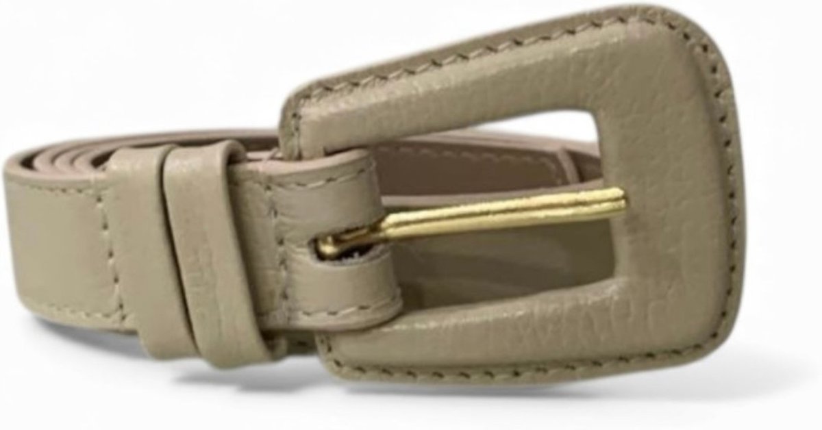 Cinto Feminino em Couro Fivela Encapada 027 Off White