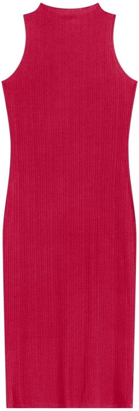 Vestido Midi Canelado Sem Mangas Com Gola Alta