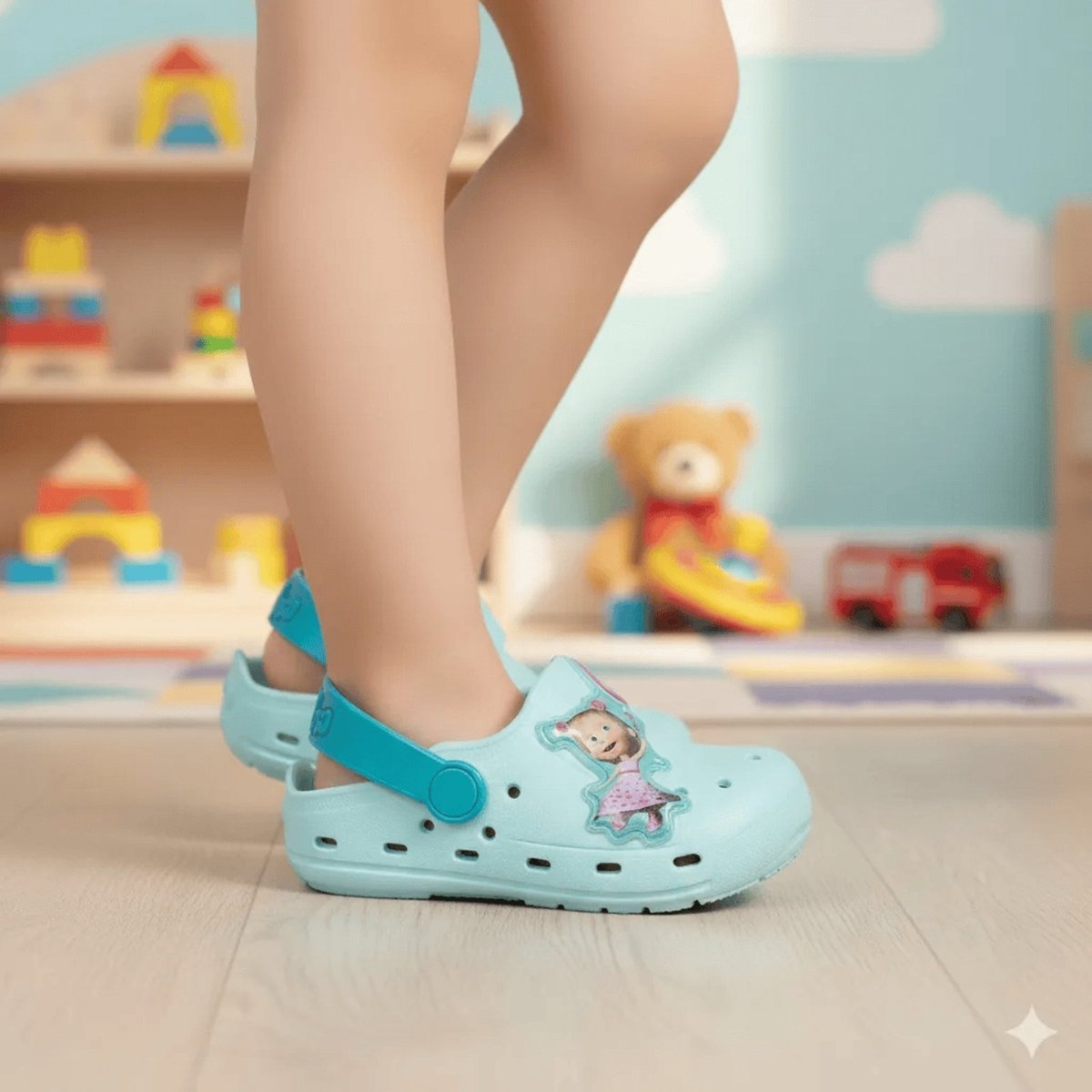 Imagem principal Infantil - Sandália Babuche Menina Pé com Pé Desenho Animado Masha Papete Confortável Macia Água verde Pé com pé verde