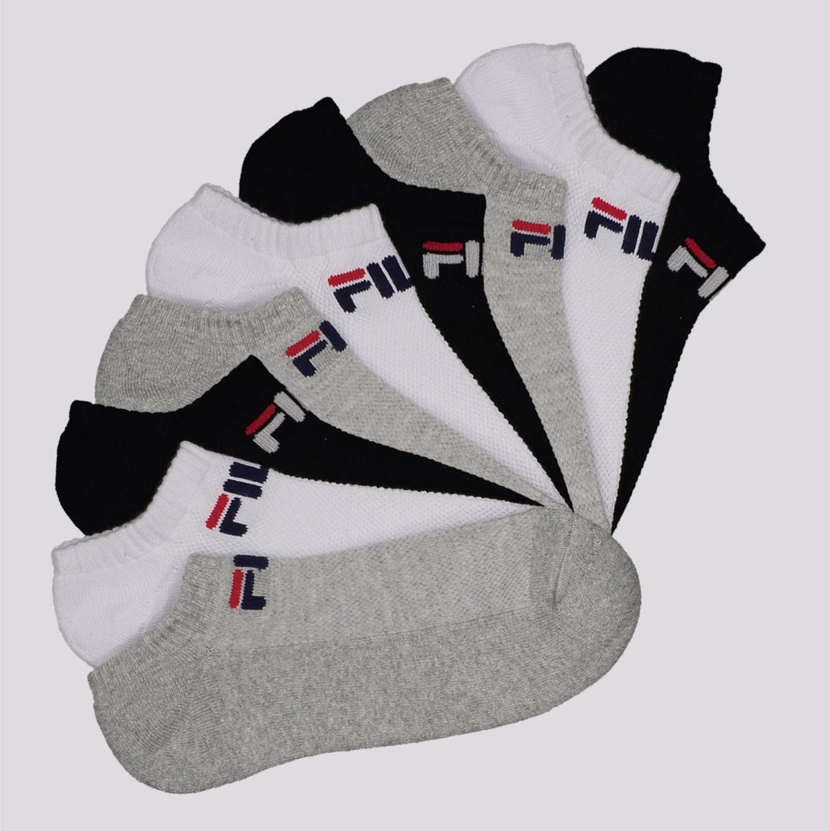 Kit Meia Fila Light 9 Pares Cano Curto Branca e Preta