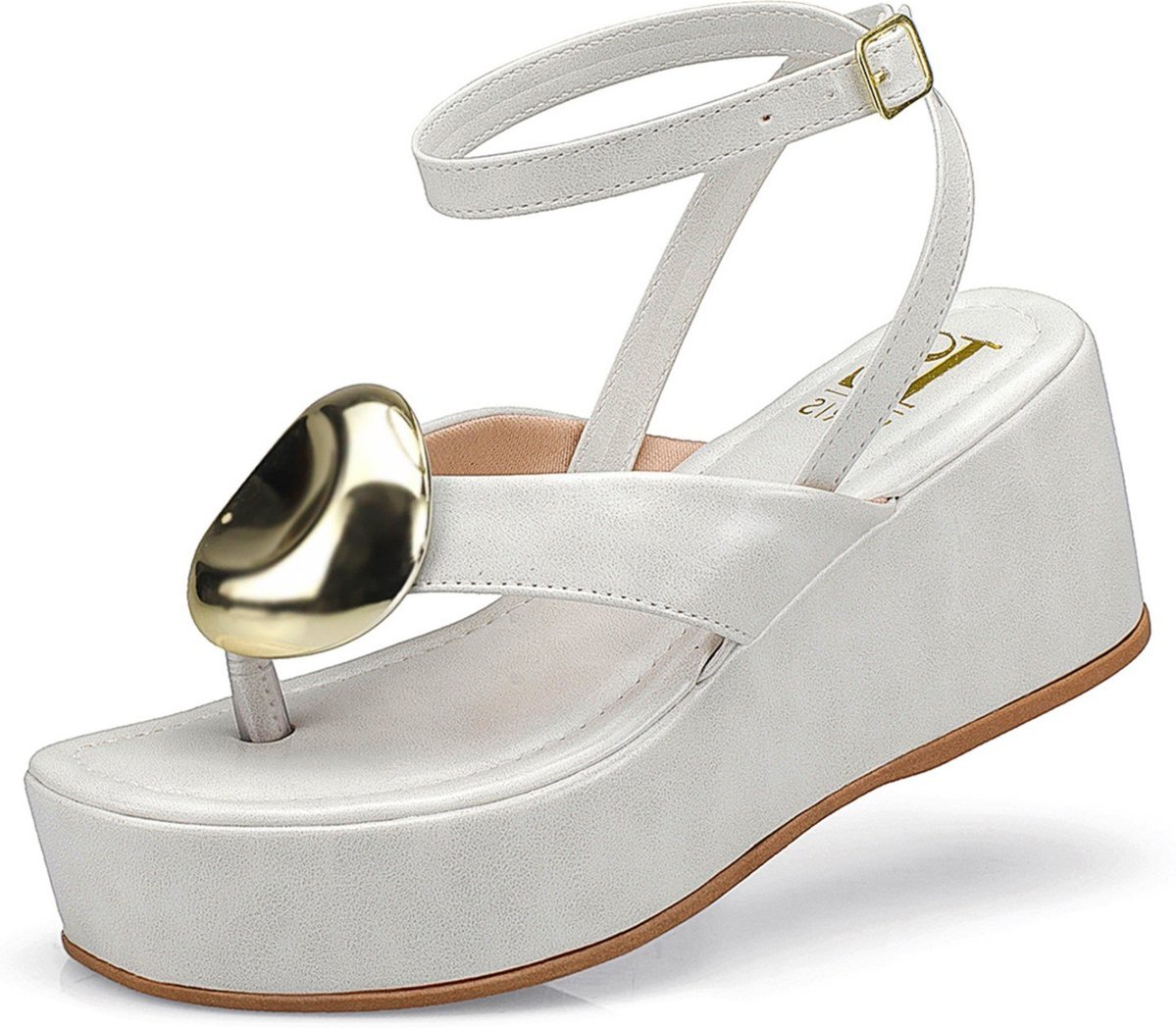 Sandália Feminina Tira Anabela Flatform Fivela Ilhós Moda 430 OFF