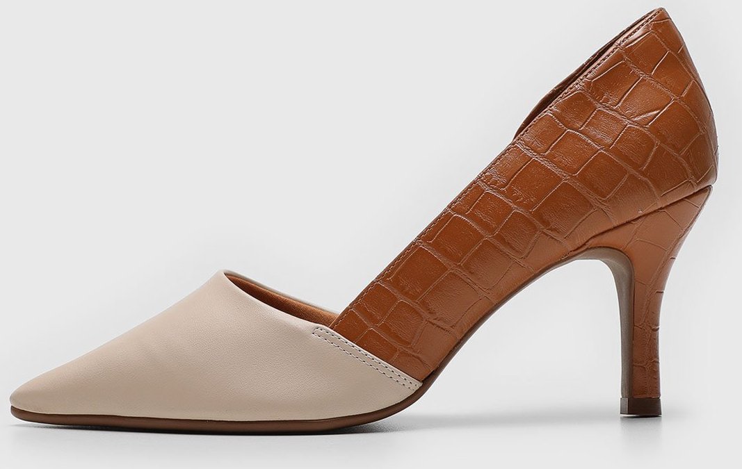 Scarpin cê Croco Off-White