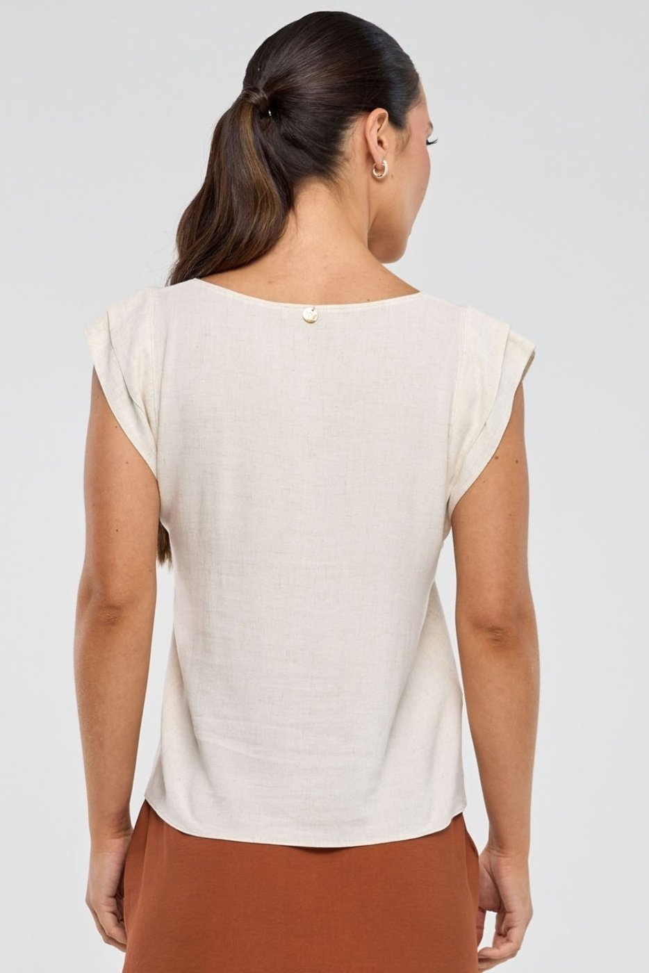 Imagem principal Blusa PKS Manga Curta Viscose Com Linho Off White branco white PKS branco white