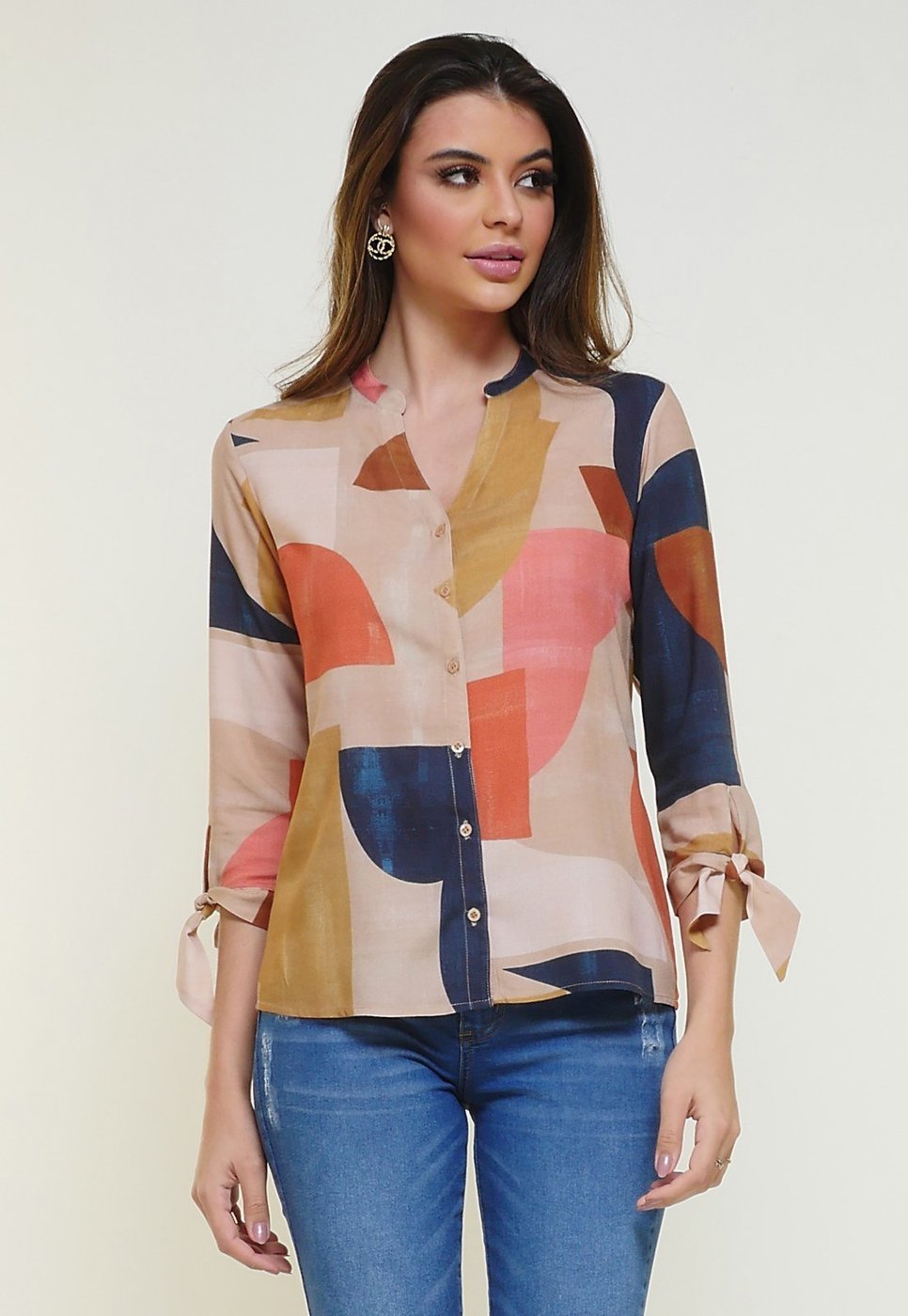 Camisa Intens Manga 3/4 Viscose Abstrato