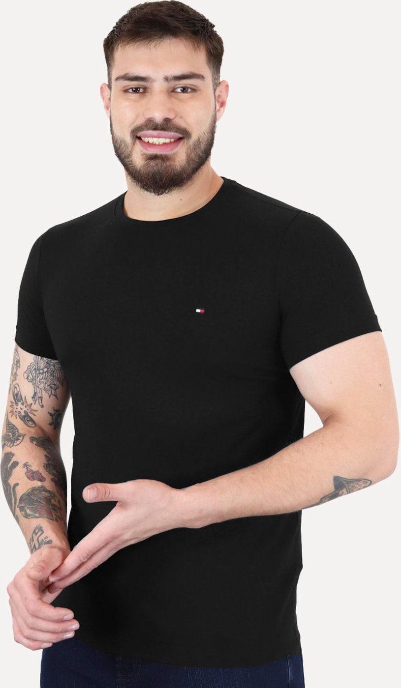 Imagem principal Camiseta Tommy Hilfiger Masculina Slim Fit Essential Stretch Preta preto Tommy Hilfiger preto