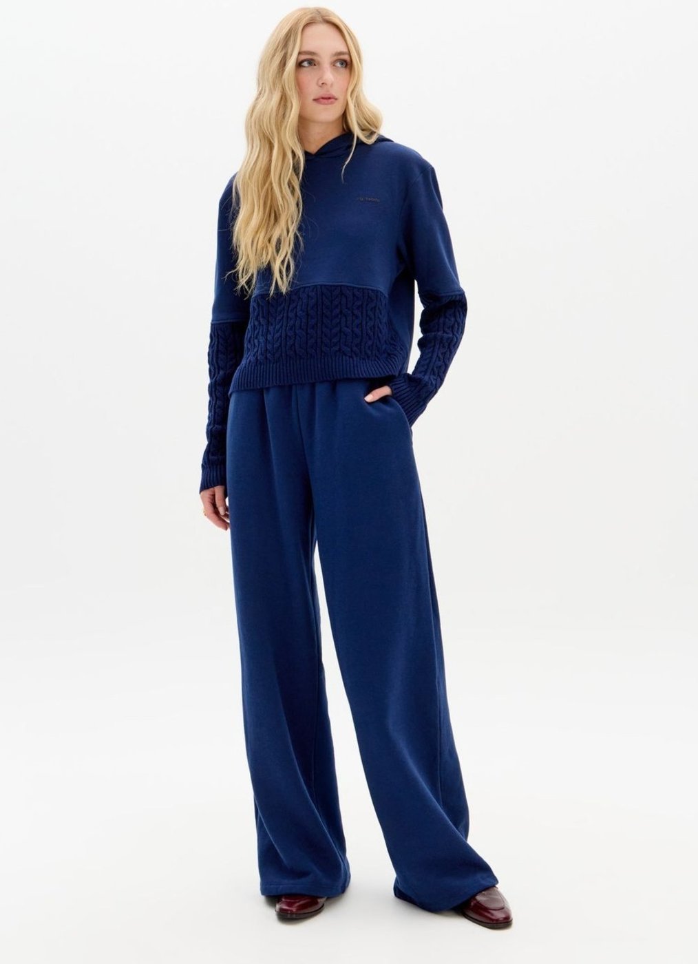 Calça Moletom Wide Leg Cintura Alta