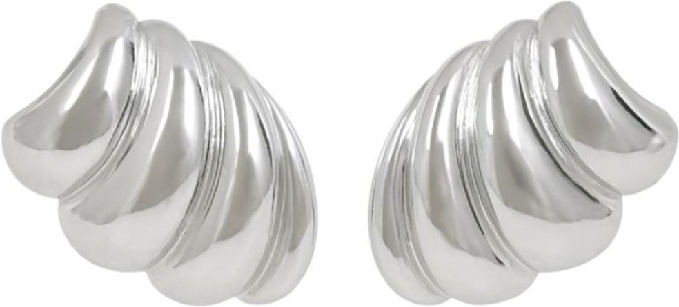 Brinco Prateado Design Ondas Moderno Elegante